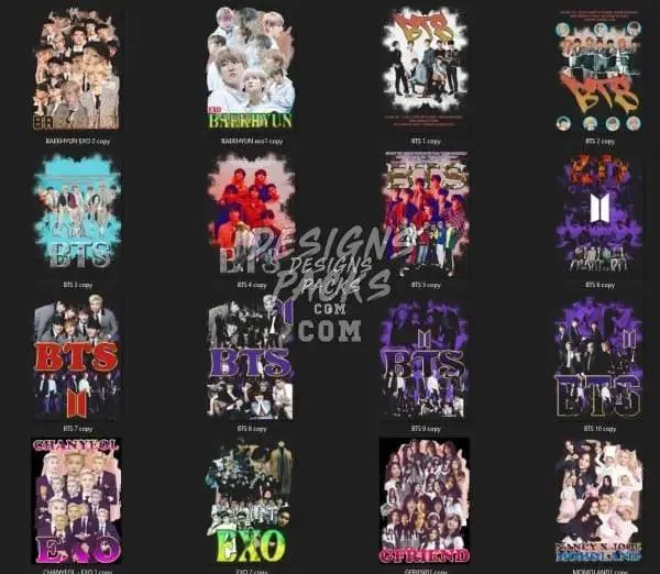 16 KPOP V2 Designs Bundle PNG