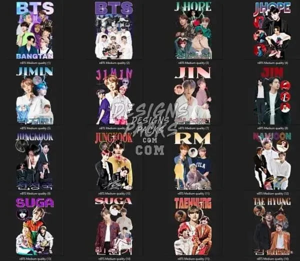 16 KPOP V2 Designs Bundle PNG