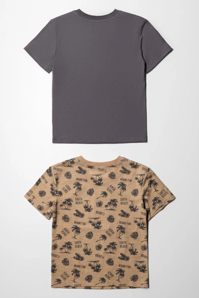 2 Pack Road Trip T-Shirts Charcoal & Stone