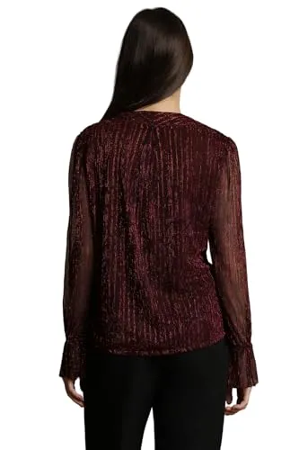 Allen Solly Women's Regular Fit Blouse (Maroon)