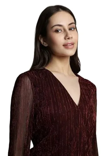 Allen Solly Women's Regular Fit Blouse (Maroon)