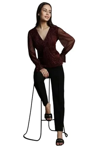 Allen Solly Women's Regular Fit Blouse (Maroon)