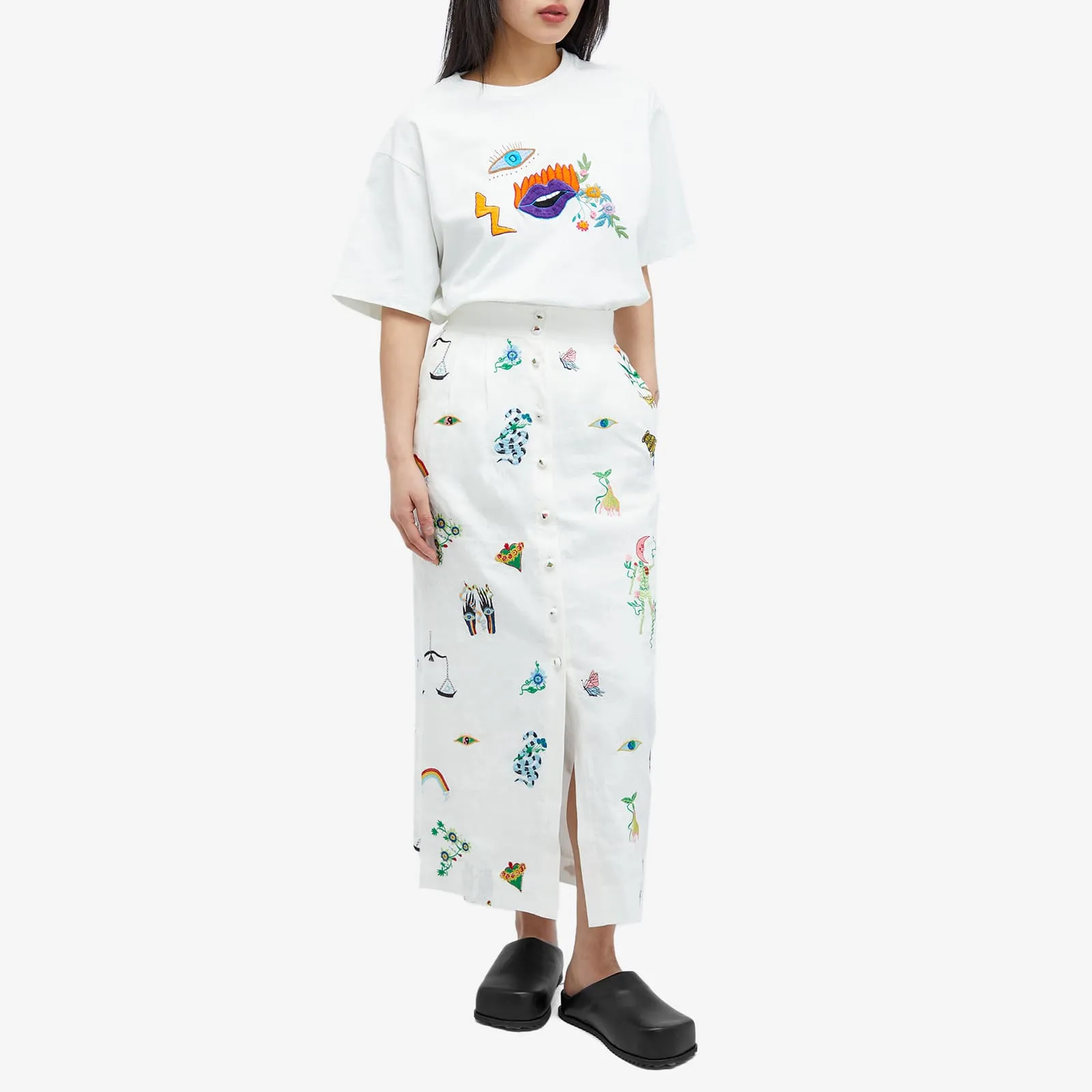 Alémais Meagan Embroidery T-shirt, Cream