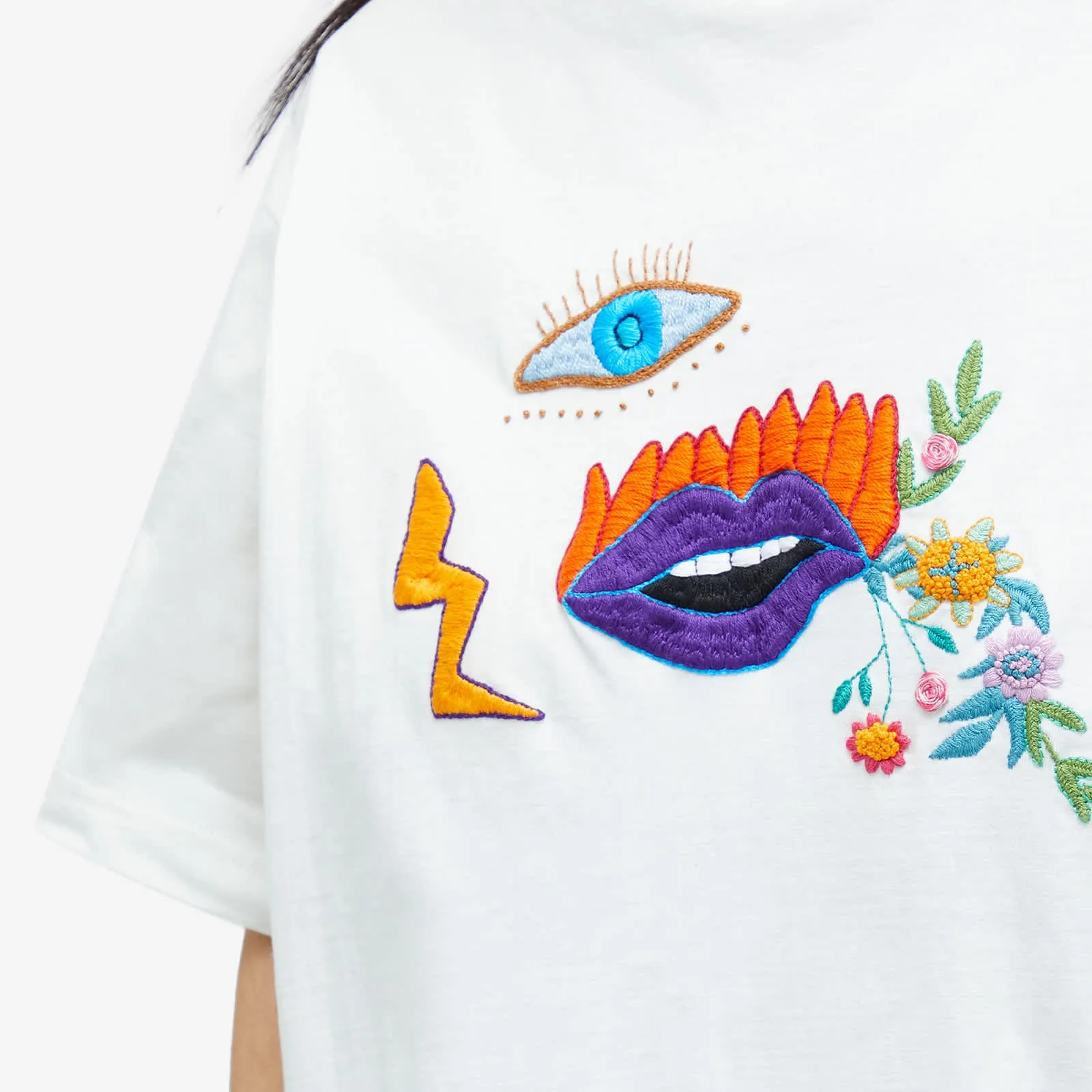 Alémais Meagan Embroidery T-shirt, Cream