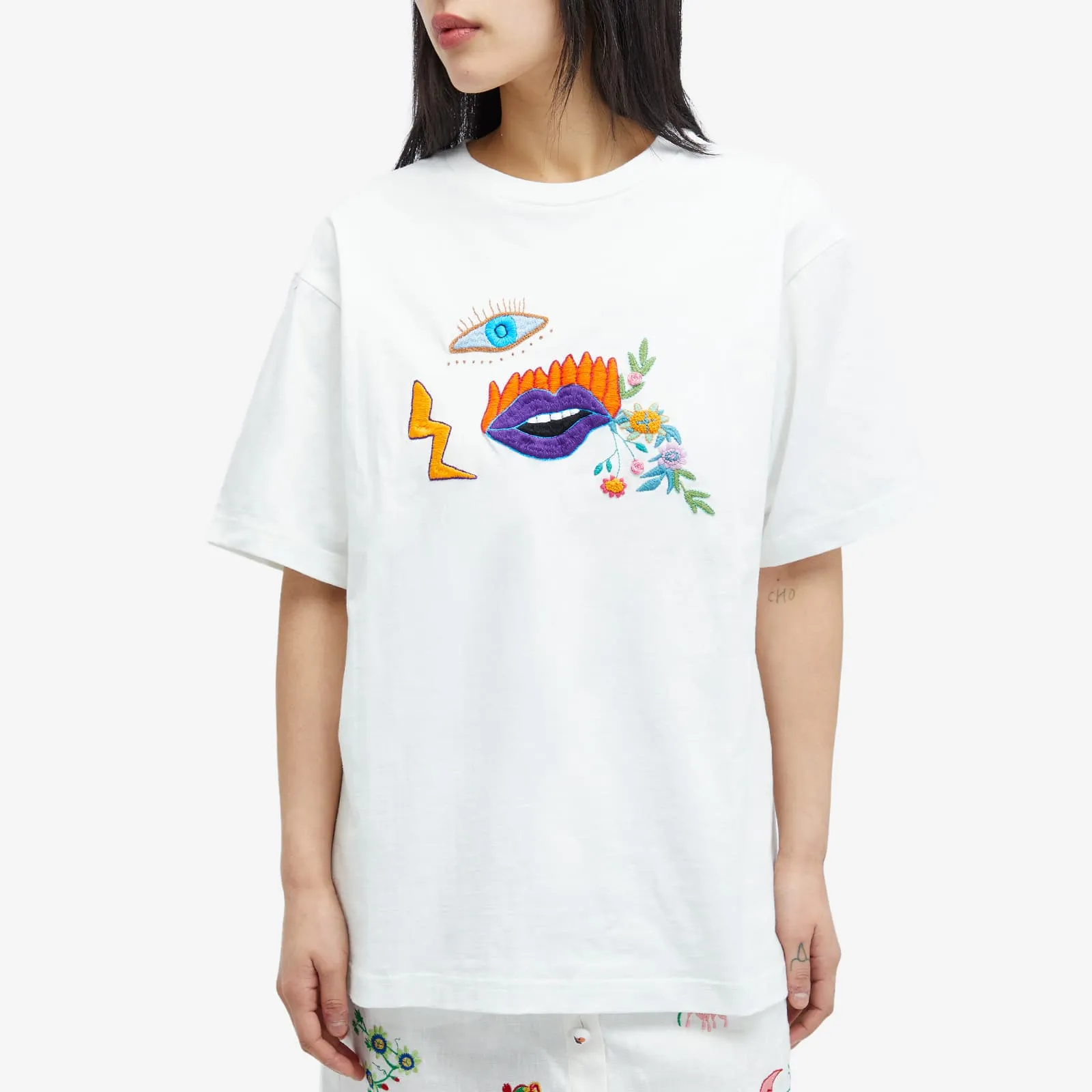 Alémais Meagan Embroidery T-shirt, Cream
