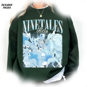 Anime Pkm Vintage Homage Ninetales Alola PNG Design