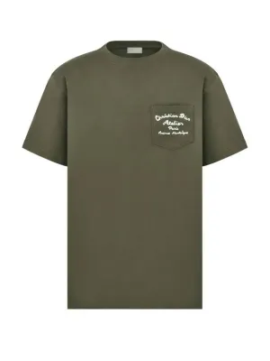 Atelier Chest Pocket Cotton Jersey Short Sleeve T-Shirt Khaki