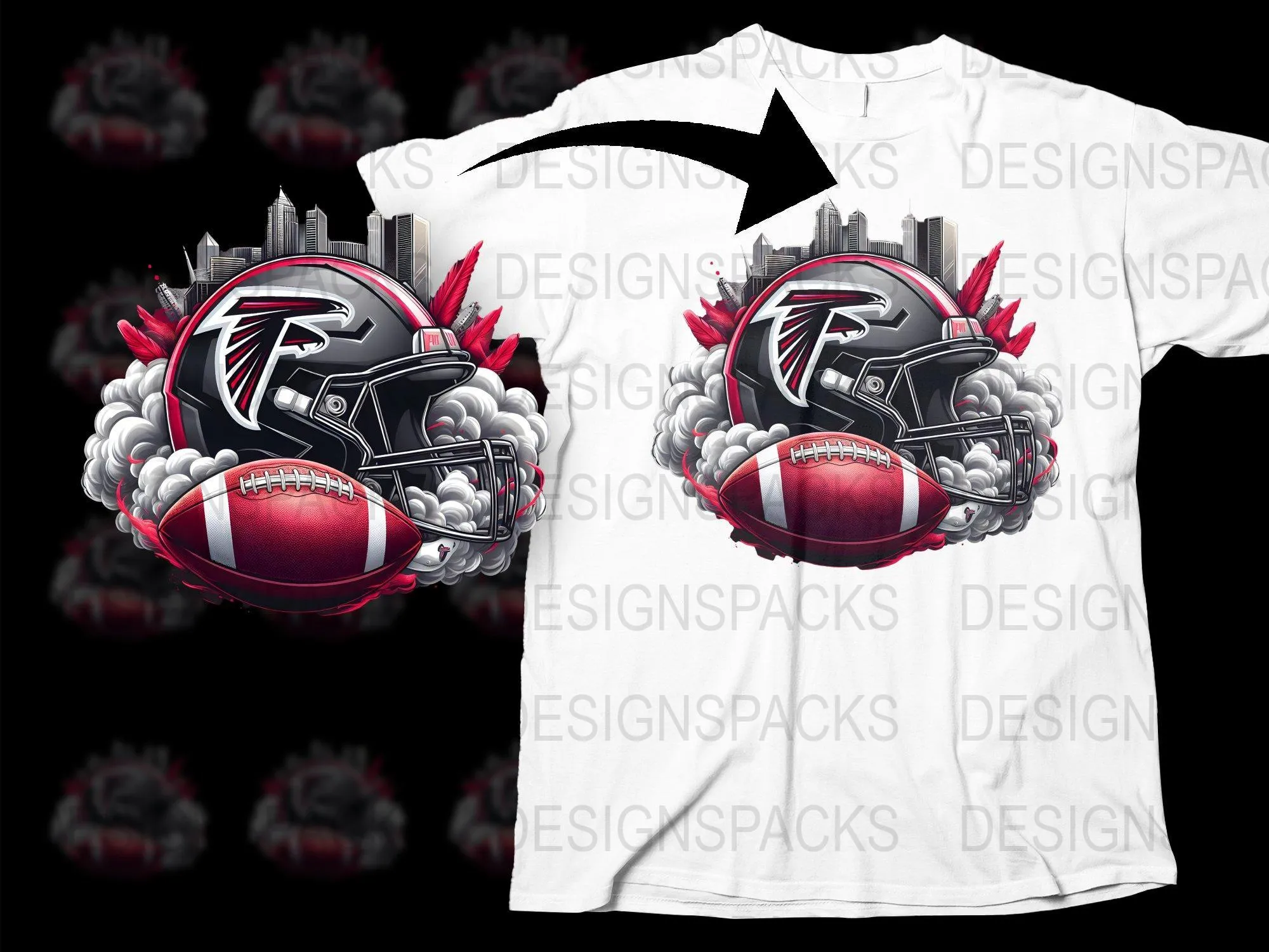 Atlanta Falcons NFL Team Logo City Skyline Png Digital Download