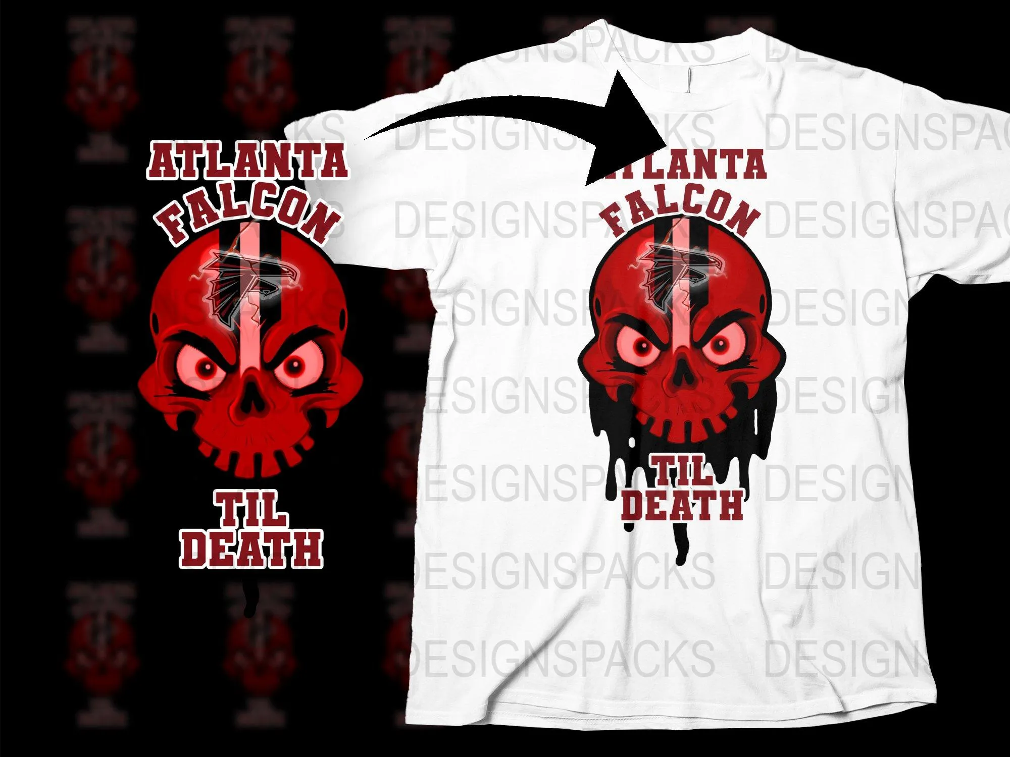 Atlanta Falcons Til Death Skull Graphic Png Digital Download