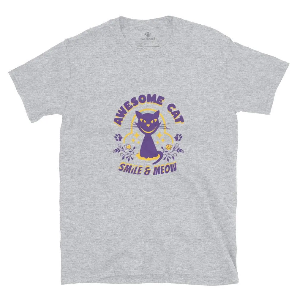 Awesome Cat Smile & Meow | Unisex Soft Style T-Shirt