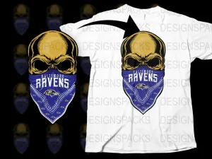 Baltimore Ravens Skull Bandana Graphic Png Digital Download