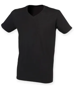 Black - Men's feel good stretch v-neck t-shirt