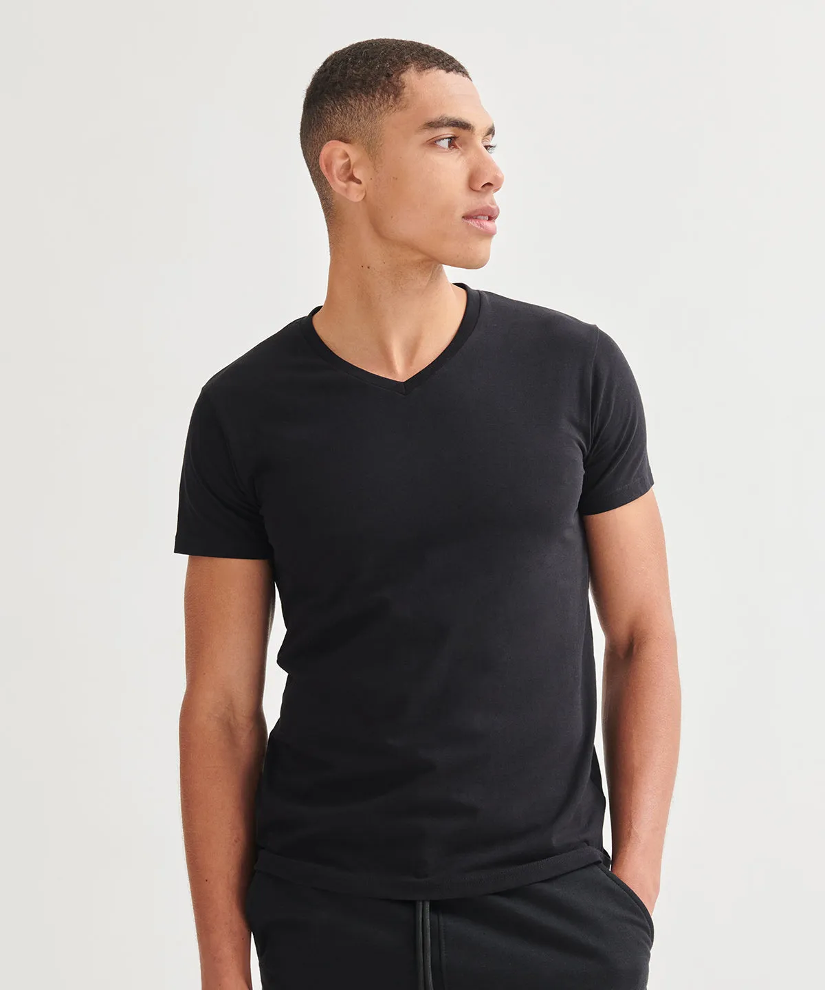 Black - Men's feel good stretch v-neck t-shirt