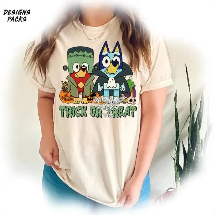 Bluey And Friends Halloween Spooky Season Bluey Trick Or Treat PNG Design