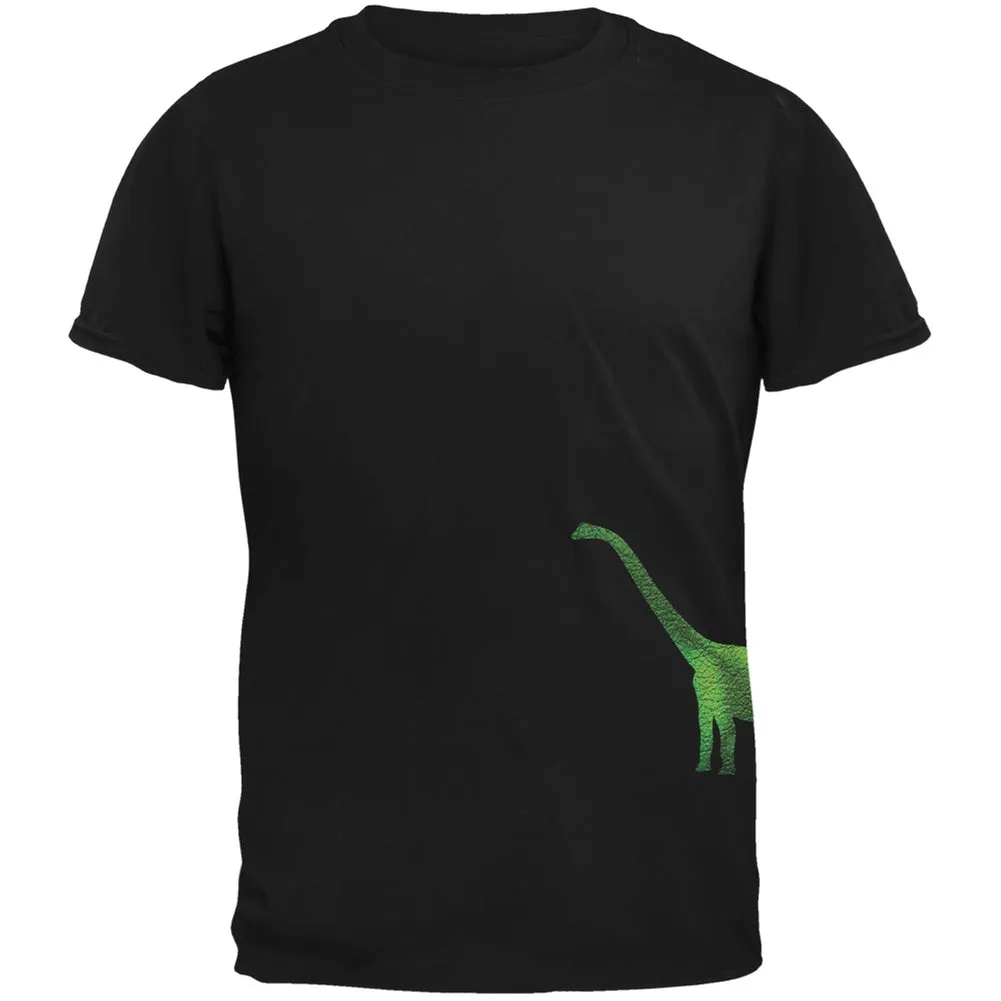Brachiosaurus Dinosaur Distressed Black Adult T-Shirt