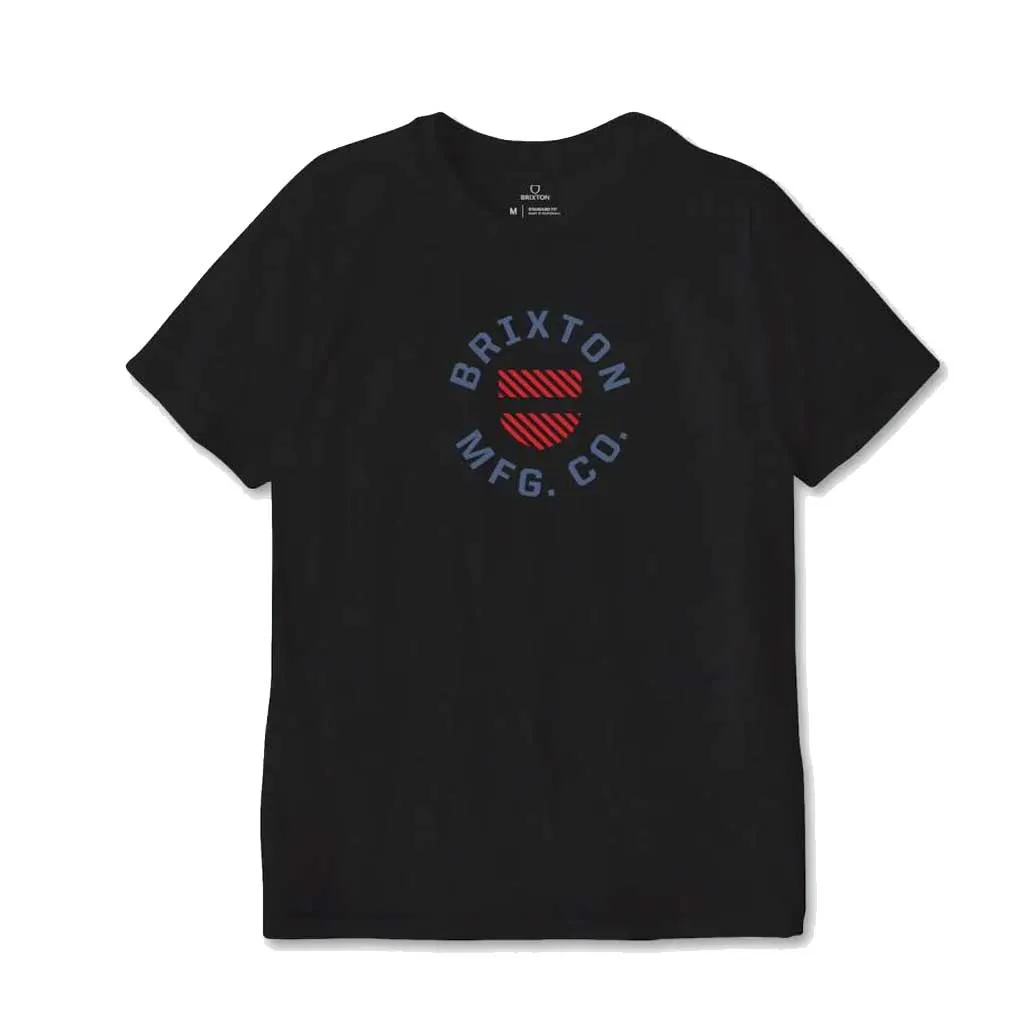 Brixton Crest Shield S/S Tailored Tee - Black/Aloha Red