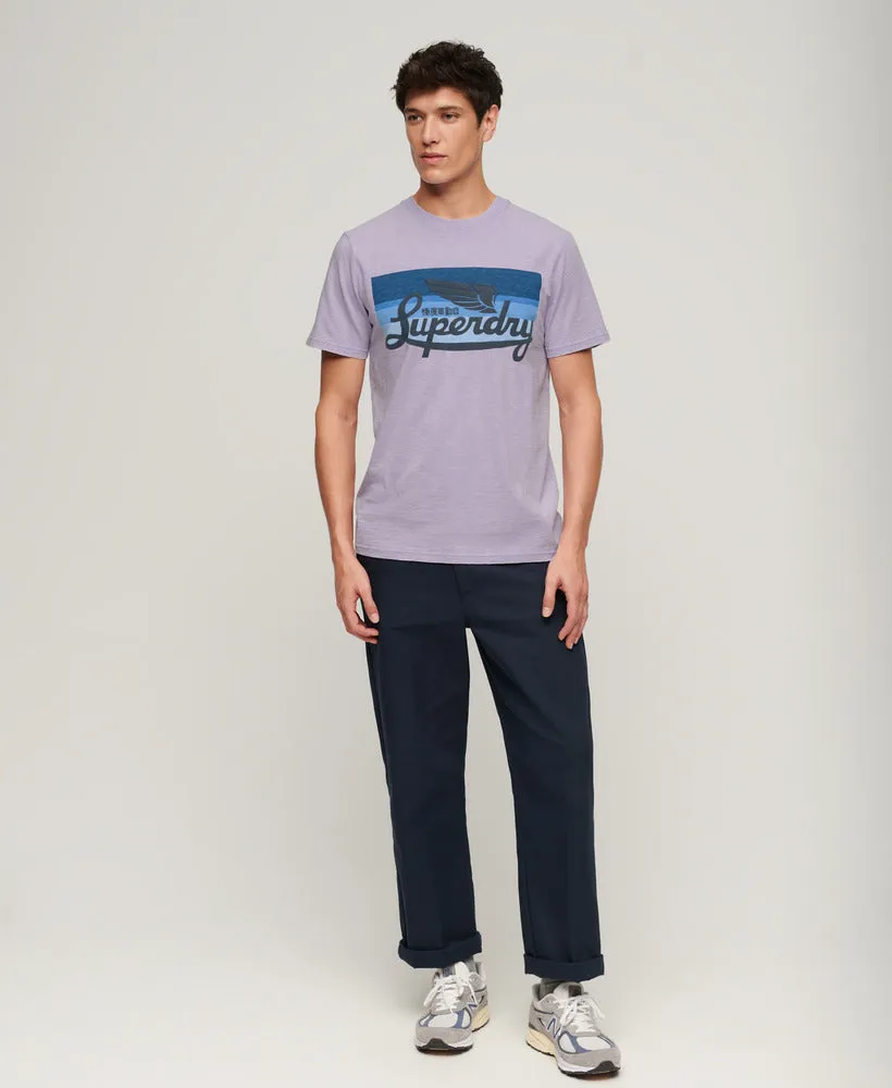 Cali Striped Logo T-Shirt - Light Lavender Purple Slub