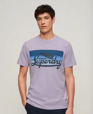Cali Striped Logo T-Shirt - Light Lavender Purple Slub