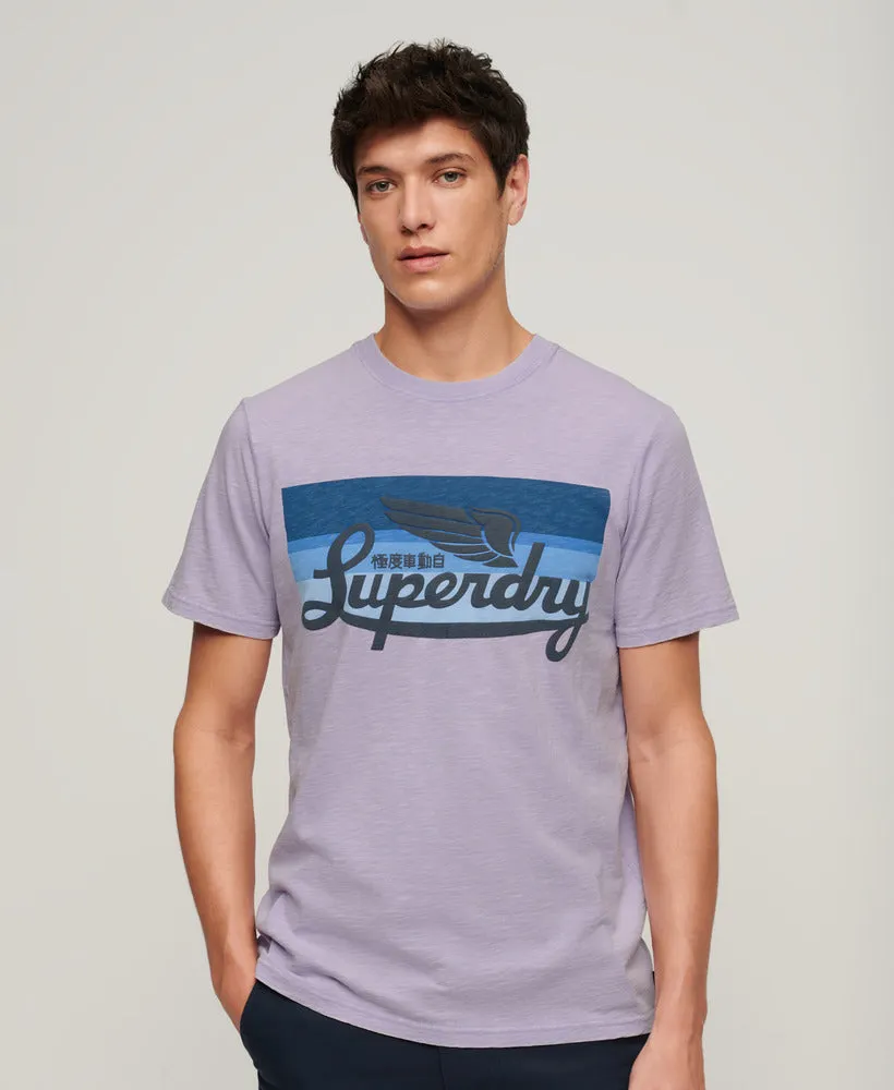 Cali Striped Logo T-Shirt - Light Lavender Purple Slub