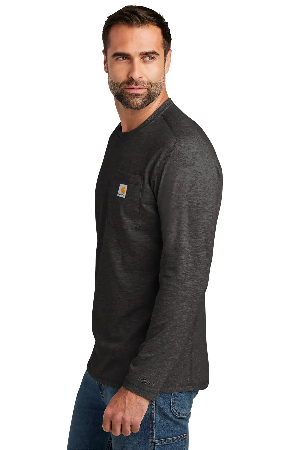 Carhartt Long Sleeve Custom Pockets T-Shirts, Carbon Heather