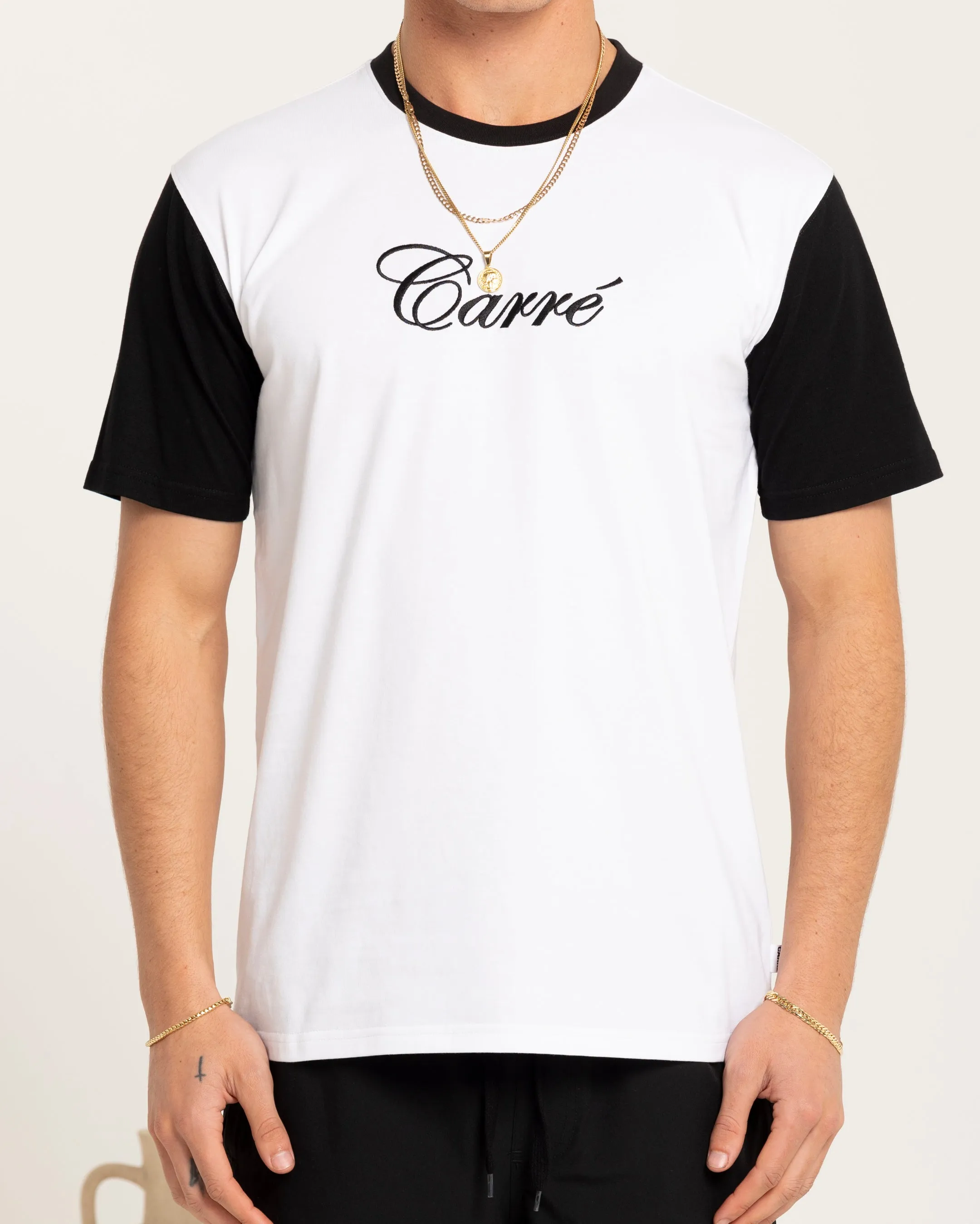 Carre Script Two Tone T-Shirt White/Black