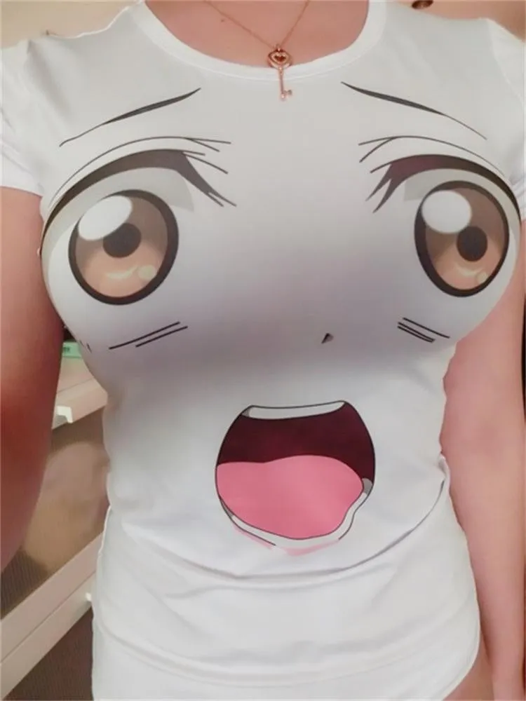 Cartoon Funny Love Live School Flower Print Top T-shirt