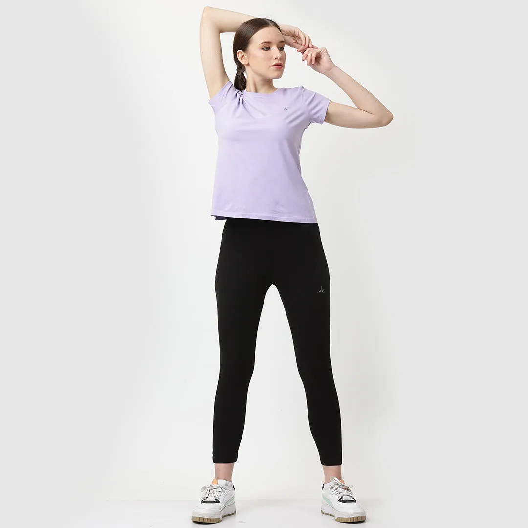 Crew Neck Solid T-Shirt - Floral Lilac