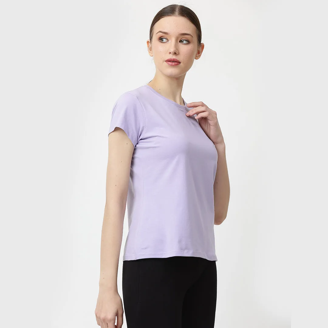 Crew Neck Solid T-Shirt - Floral Lilac