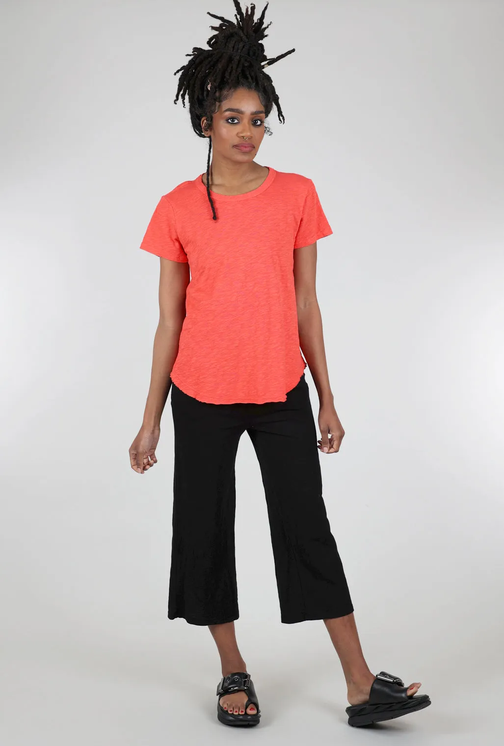 Crewneck Curve Hem Tee, Tangerine
