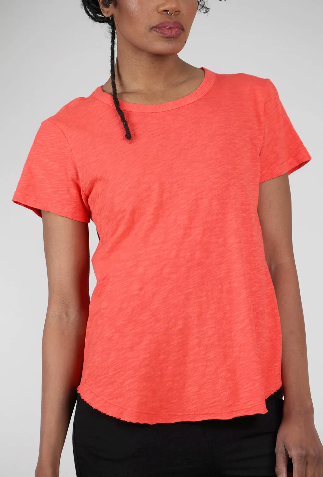 Crewneck Curve Hem Tee, Tangerine