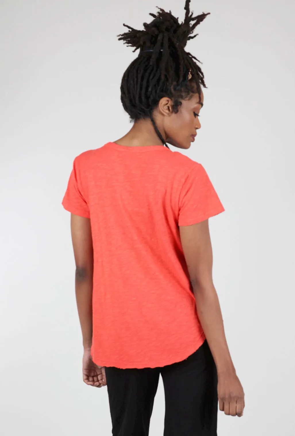 Crewneck Curve Hem Tee, Tangerine
