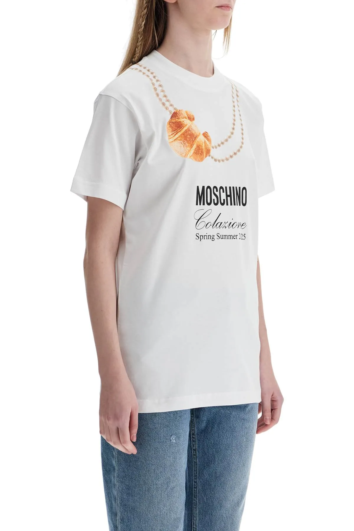 Croissant Print Cotton T-Shirt