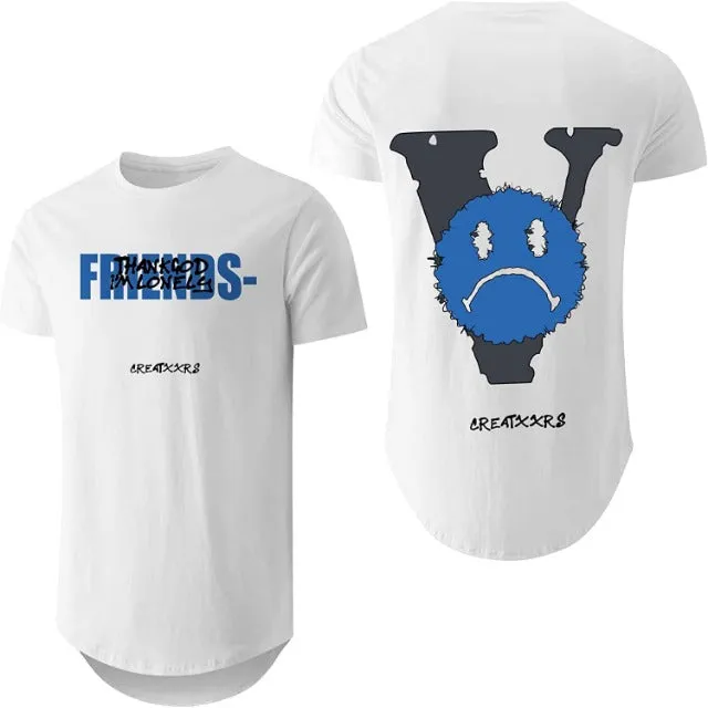 Curved Hem Drop Tail Crewneck T-Shirt