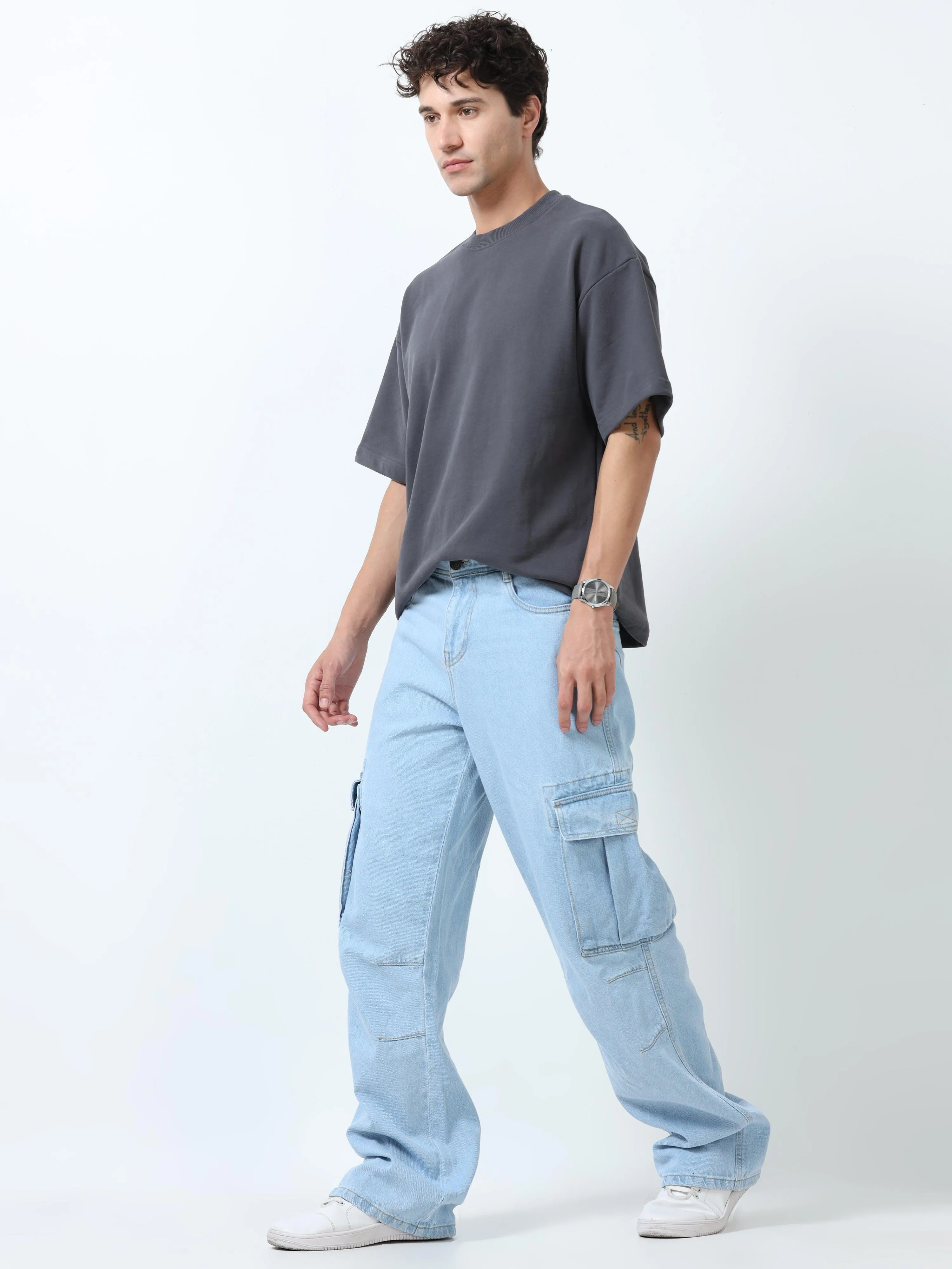 Elowen - Oversized Round neck T Shirt  - Gray