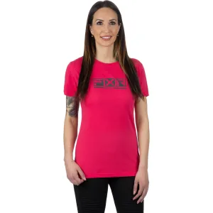 FXR  Womens Podium Premium T-Shirt Tee Crew Neck Short Sleeve Cotton Razz Asphalt