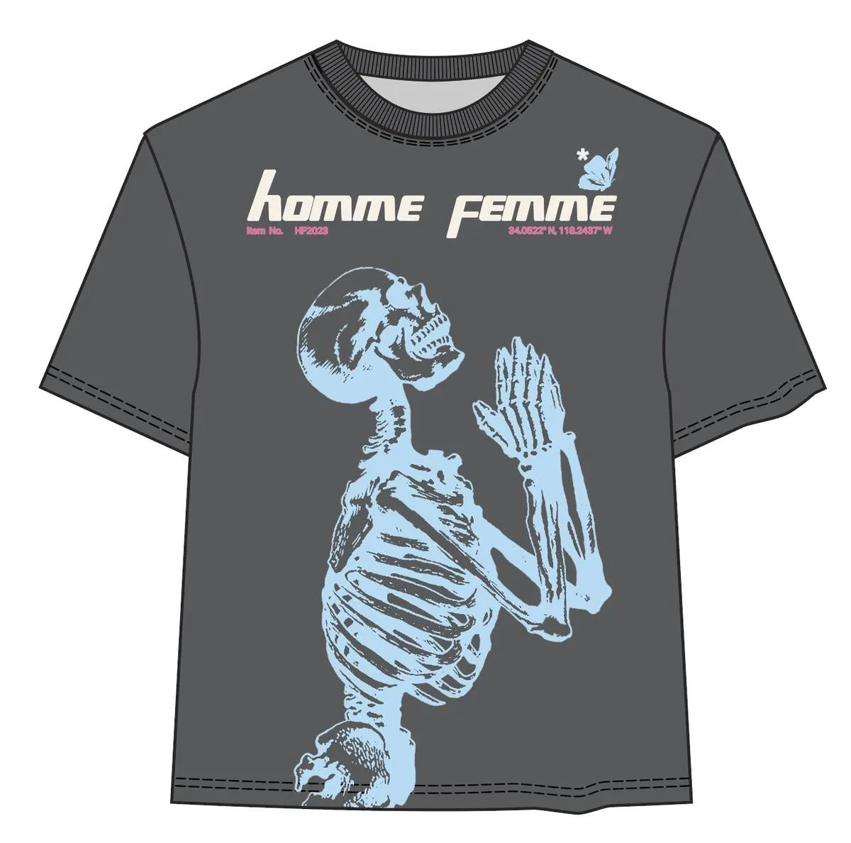 Homme   Femme "Skeleton" Tee - Black/Blue