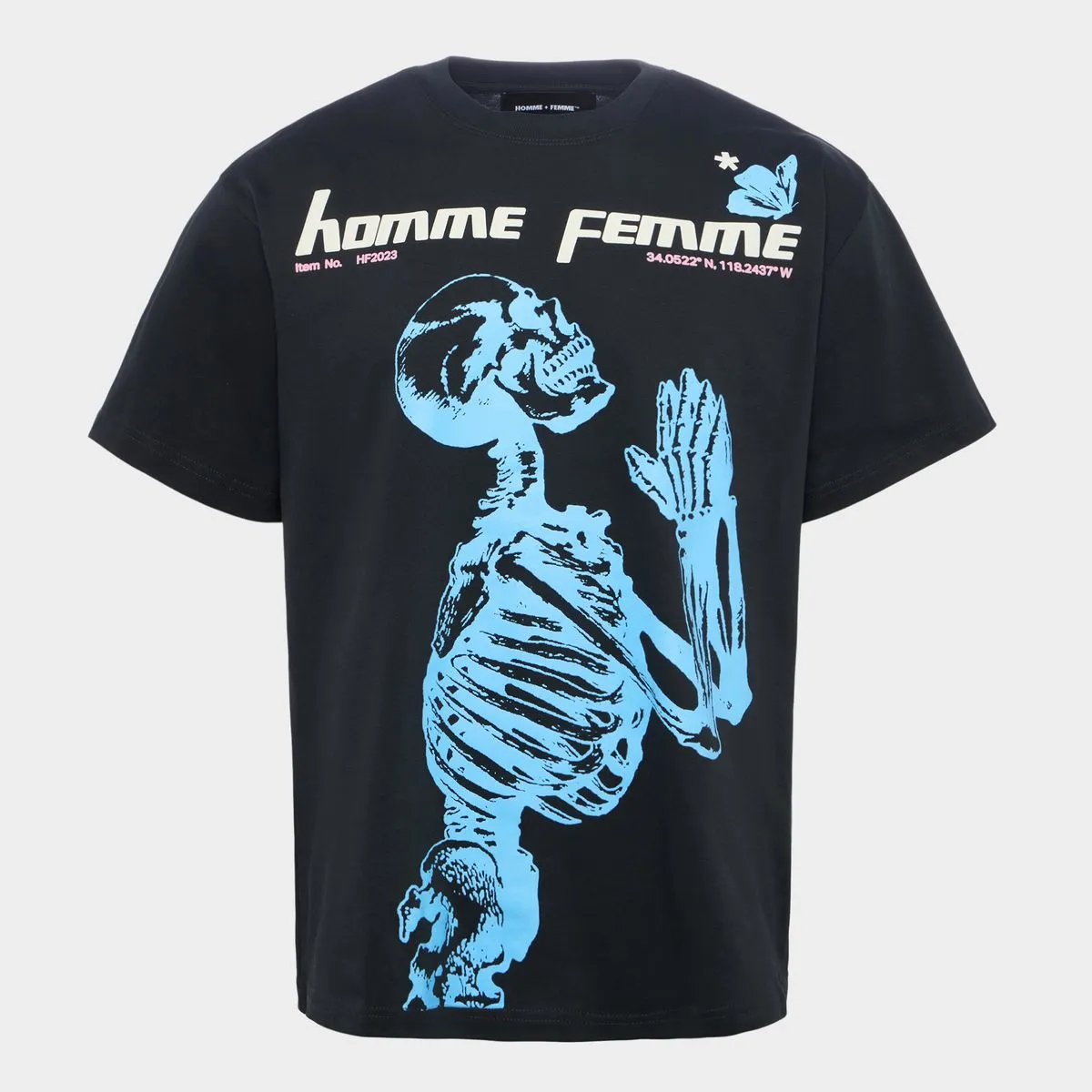 Homme   Femme "Skeleton" Tee - Black/Blue