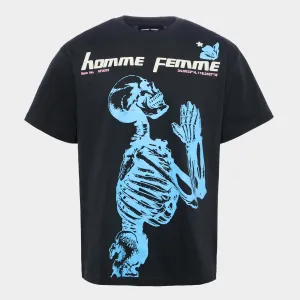 Homme   Femme "Skeleton" Tee - Black/Blue