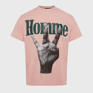 Homme   Femme Twisted Fingers Pink Tee (HFSS2022127-3)