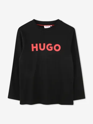 Hugo Boys Long Sleeve Logo T-Shirt in Black