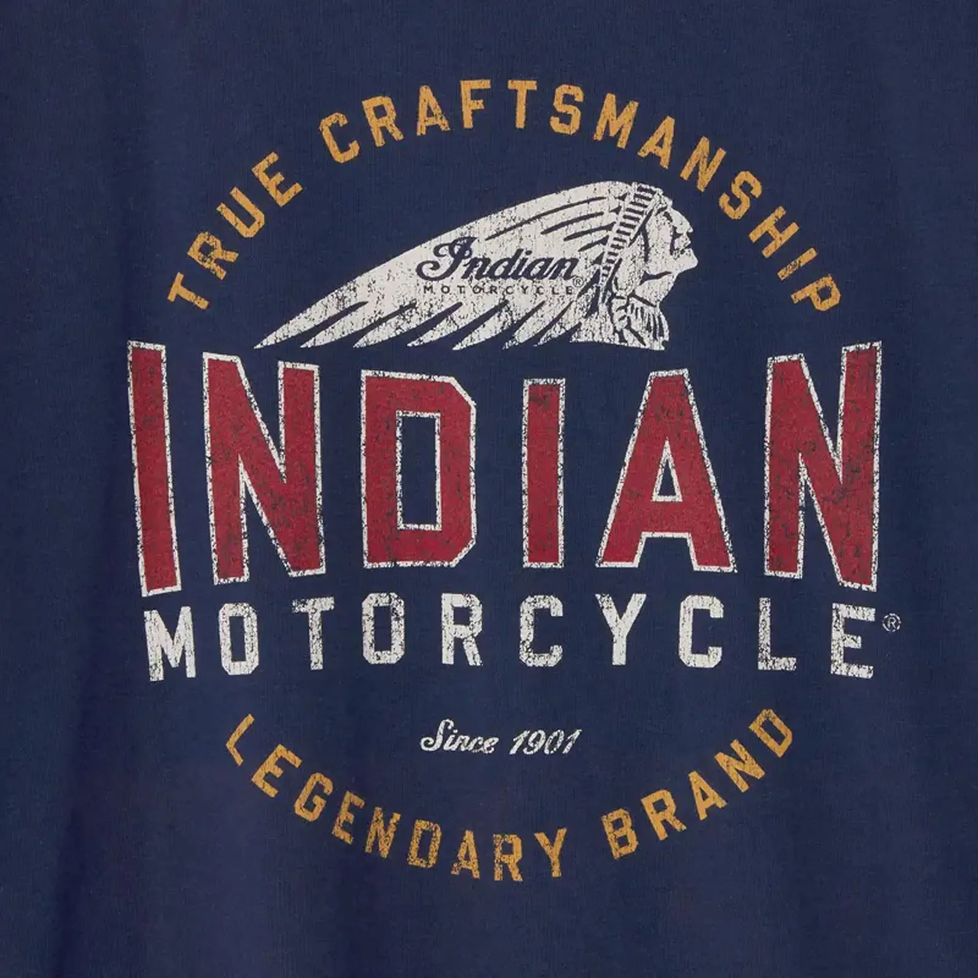 Indian Motorcycle Mens True Craftsmanship Headdress T-Shirt Blue