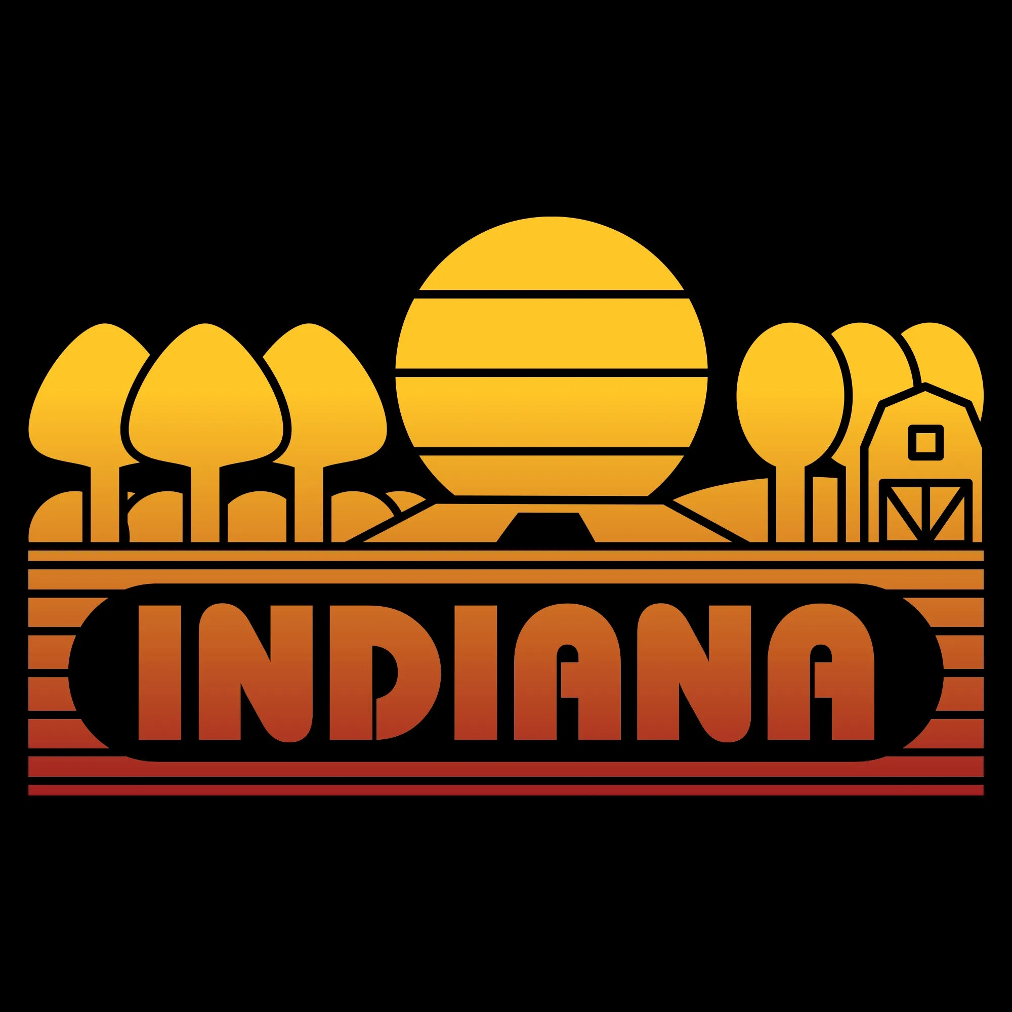 Indiana Groovy Sunset T-Shirt - Black