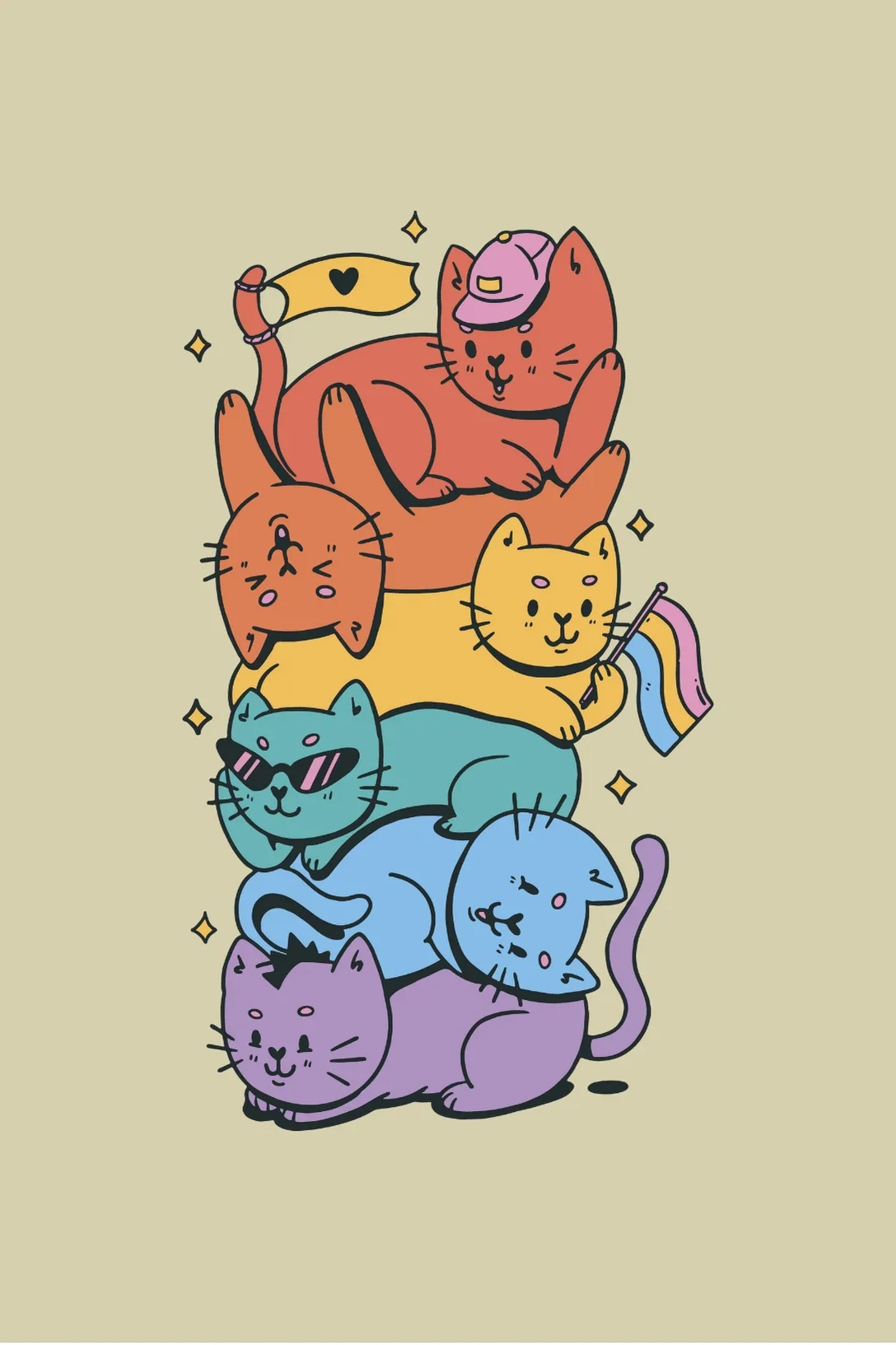 LGBTQ Cats Printed T-shirt for men
