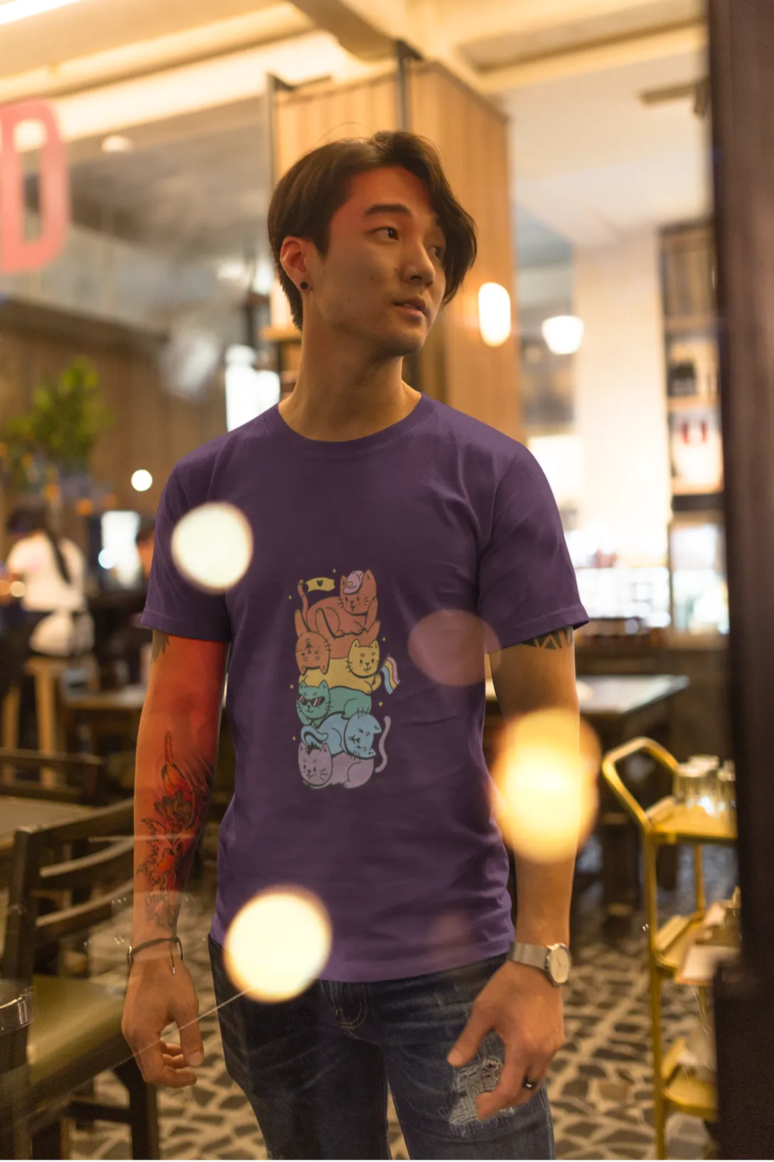 LGBTQ Cats Printed T-shirt for men