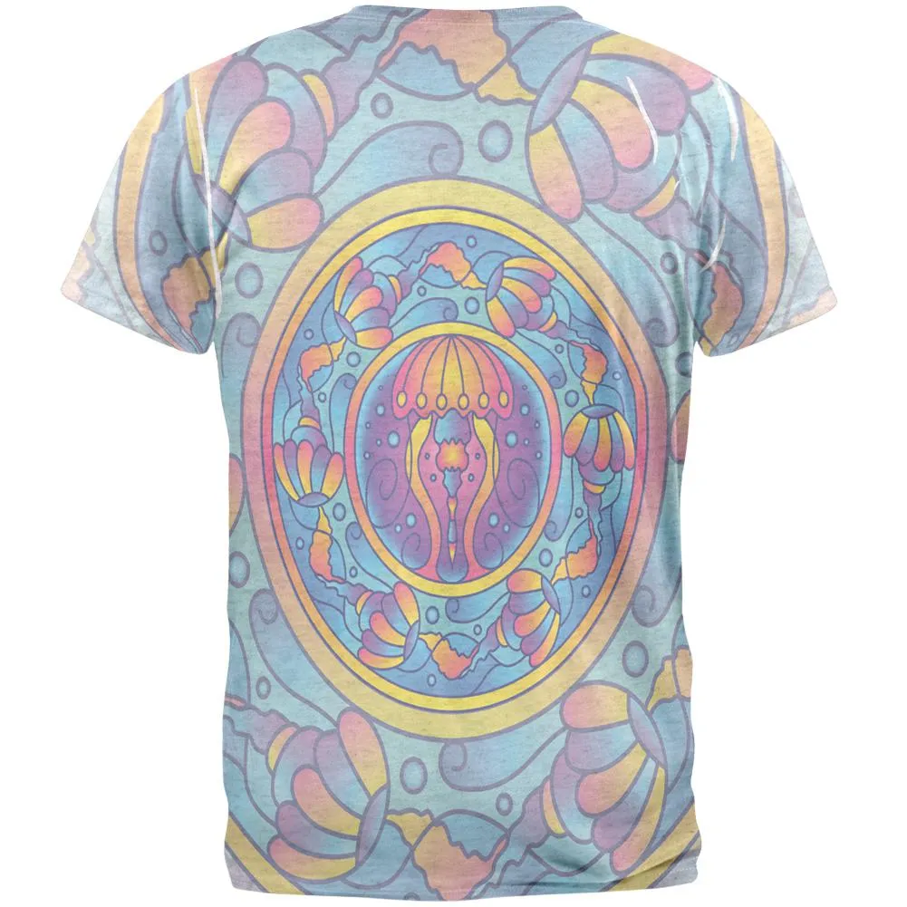 Mandala Trippy Stained Glass Jellyfish Mens T Shirt