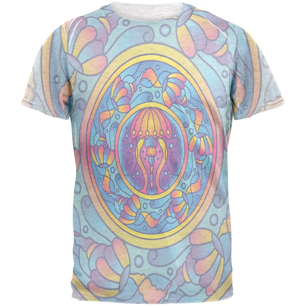Mandala Trippy Stained Glass Jellyfish Mens T Shirt