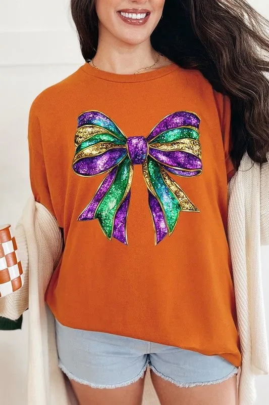 Mardi Gras Bow Graphic Plus Heavy Cotton Tee