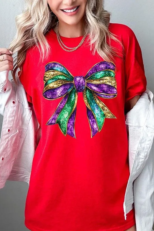 Mardi Gras Bow Graphic Plus Heavy Cotton Tee