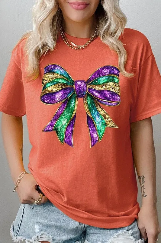 Mardi Gras Bow Graphic Plus Heavy Cotton Tee