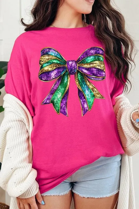 Mardi Gras Bow Graphic Plus Heavy Cotton Tee